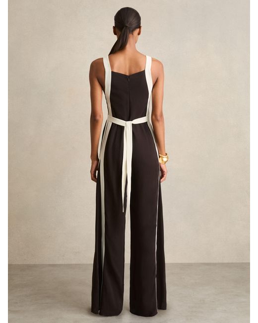【海外限定】REISSジャンプスーツ☆Salma Colour-Block Wide-Leg Buy Reiss Dark Green/Cream Salma Colourblock Wide Leg Belted