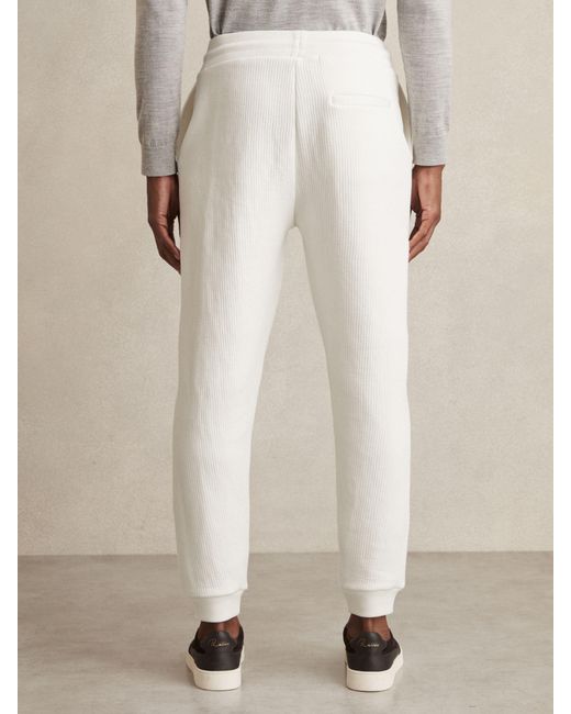 Reiss Natural Cotton-Blend Ribbed Drawstring Joggers for men