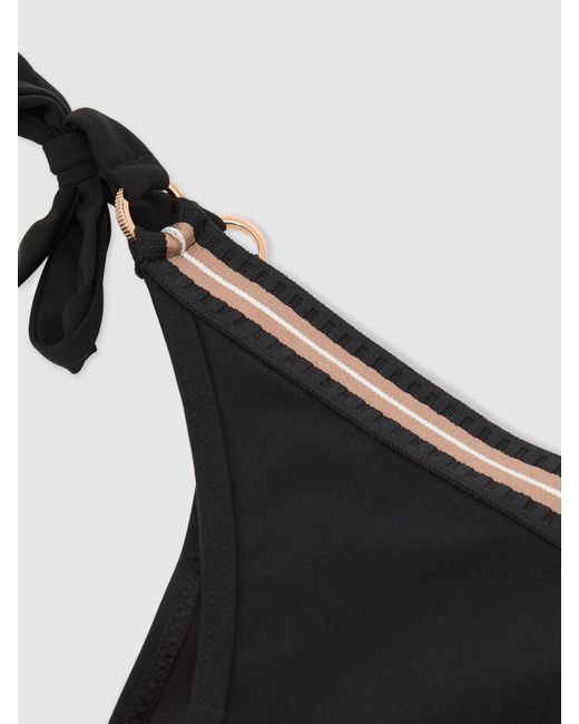 Reiss White Riva Contrast-Stripe Triangle Bikini Top