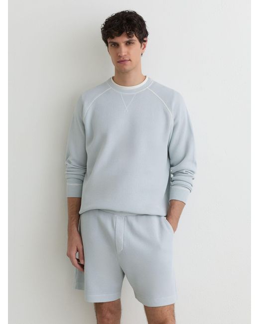 Reiss Drift - Light Blue Cotton-piqué Garment-dyed Sweatshirt, S for men
