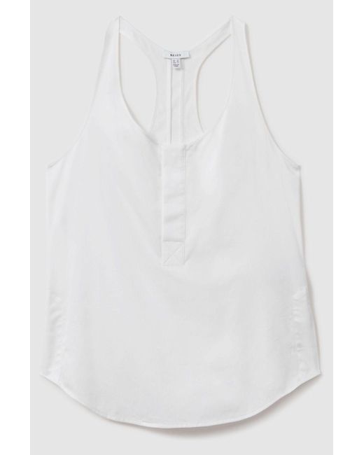 Reiss White Eira - Ivory Relaxed Cotton Scoop Neck Vest