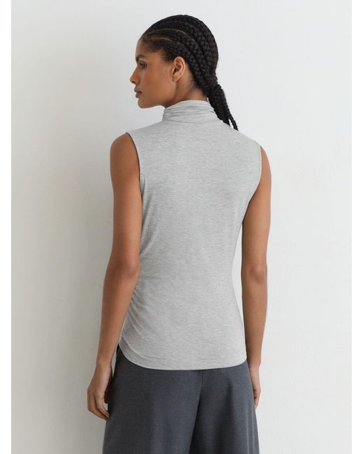Reiss Blue Ruched High-Neck Top