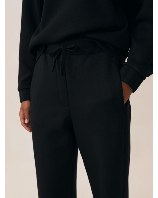 Reiss Laney - Black Premium Interlock Wide-leg Joggers, Xs Regular (uk 4-6)