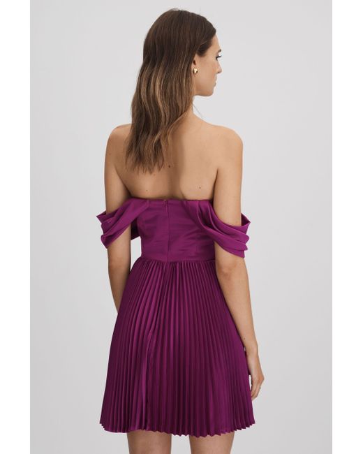 AMUR Purple Off-the-shoulder Mini Dress