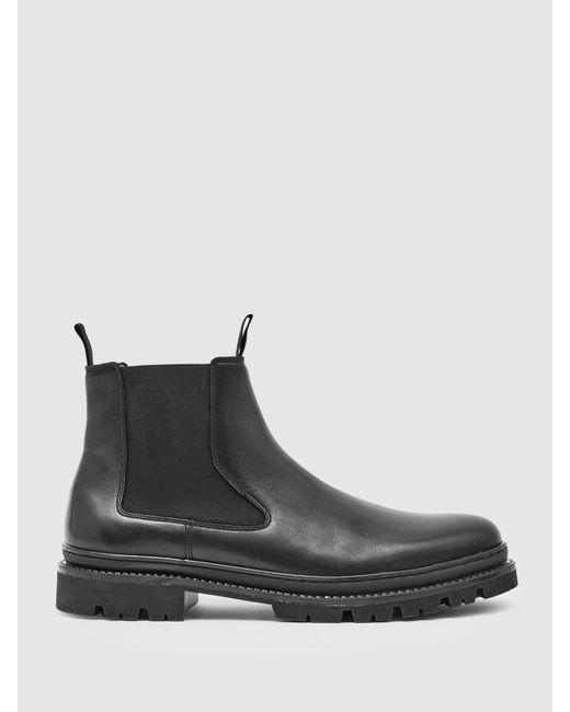 Reiss Black Leather Chelsea Boots for men