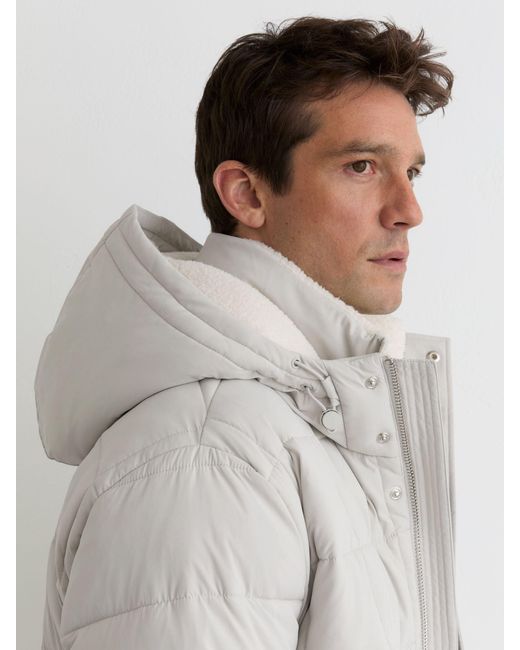 Reiss Natural Klause - Stone Fleece-lined Hooded Puffer Jacket, L for men