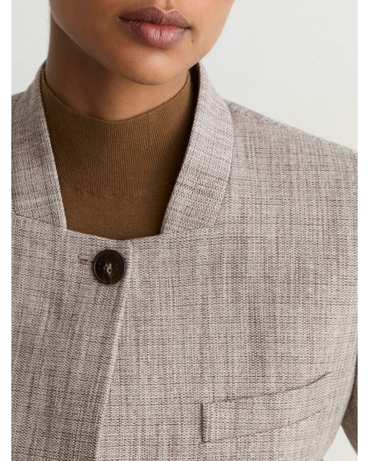 Reiss Natural Wool-Blend Collarless Blazer