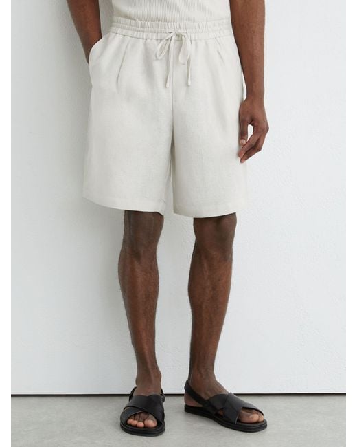 Reiss White Short - Stone Barges Short Linen Drawstring Shorts, 34 for men