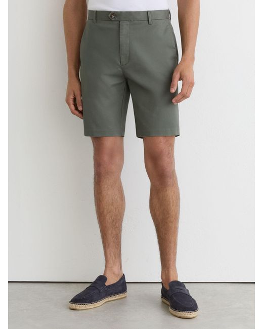 Reiss Black Cotton Chino Shorts With Stretch for men