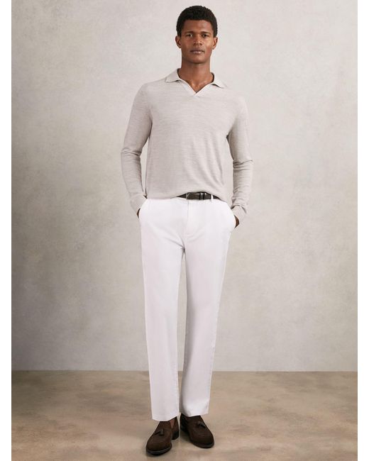 Reiss Natural Merino Wool Open-Collar Polo Shirt for men