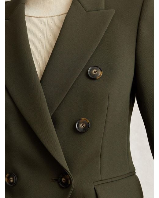 Reiss Green Double-Breasted Peak-Lapel Suit Blazer