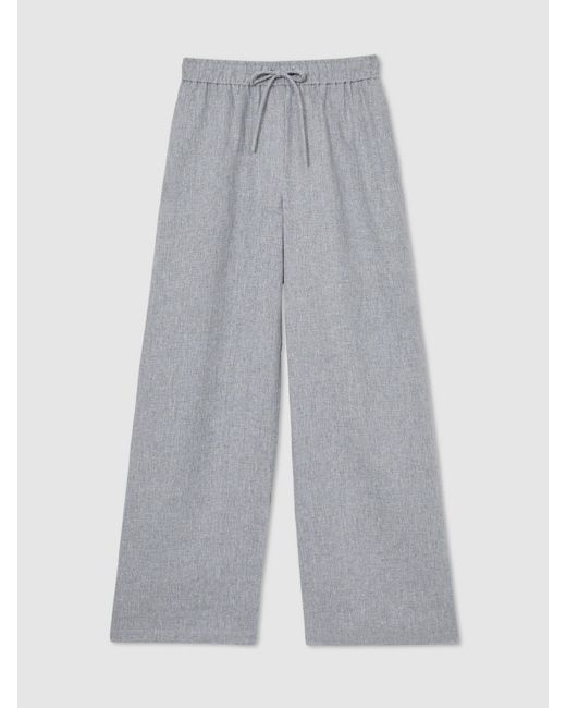 Reiss Natural Petite Linen-Blend Wide-Leg Trousers