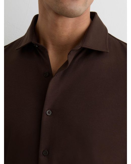 Reiss Duke - Brown Air-water Cotton Slim-fit Shirt, Xl for men