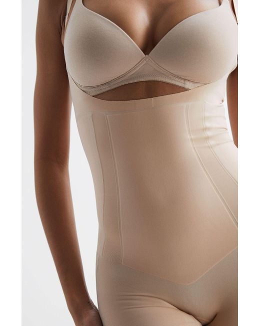 Spanx Nude Shapewear Open-bust Mid-thigh Bodysuit, L in Natural