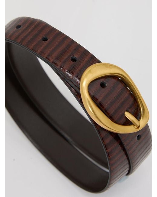 Reiss Natural Leather Lizard-Effect Sculpted-Buckle Belt