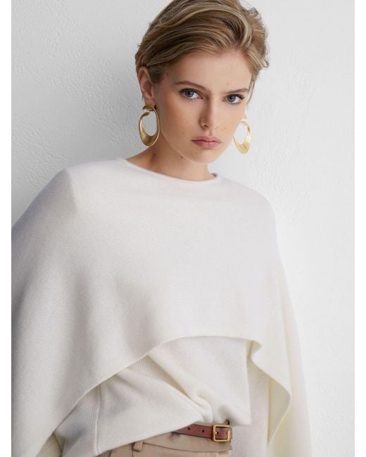ATELIER Natural Wool-Cashmere Cape Knit Jumper