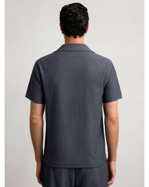 Reiss Arnott Textured-Stripe Cuban-Collar Shirt in Blue für Herren