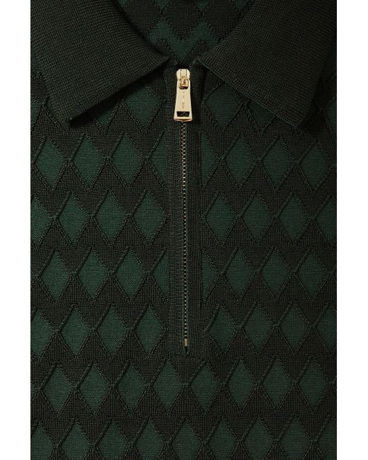 Reiss Green Rizzo - Emerald Half-zip Knitted Polo Shirt for men