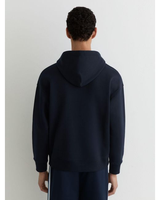 Reiss Blue Monogram Embroidered Relaxed Hoodie for men