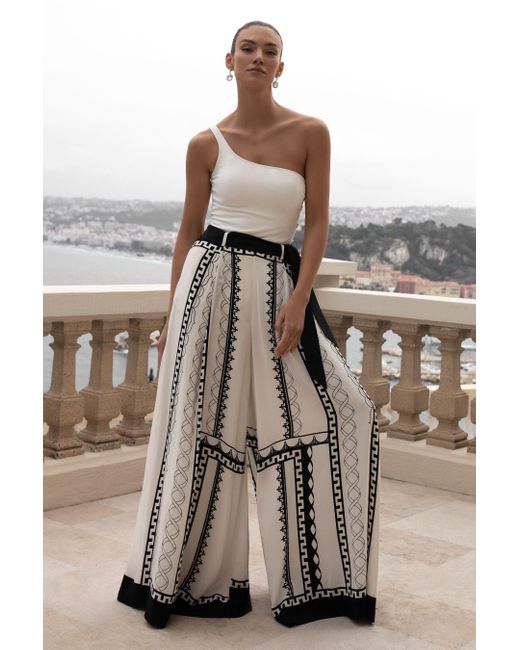 Reiss Multicolor Emmalie - Black/white Maxi Occasion Trousers