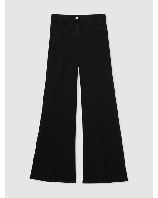 Reiss Black Petite Patch-Pocket Flared Jeans