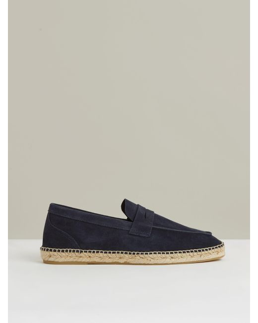 Reiss Blue Suede Penny-Strap Espadrilles for men