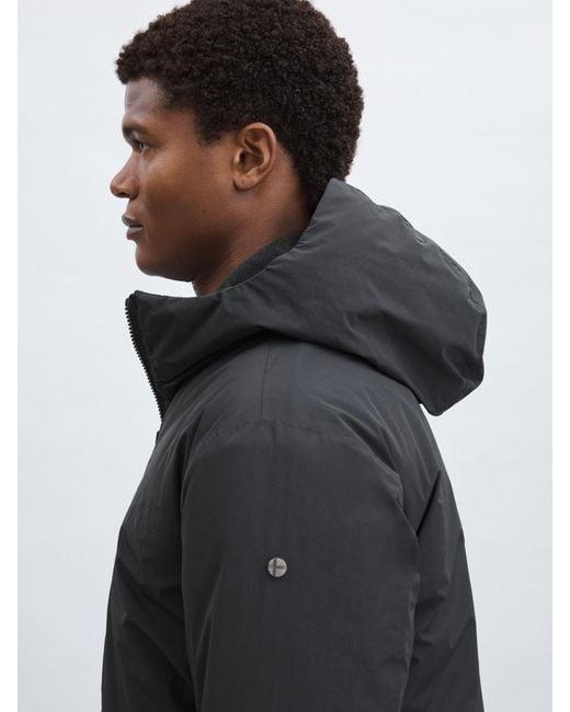 Scandinavian Edition Black Hooded Padded Parka for men