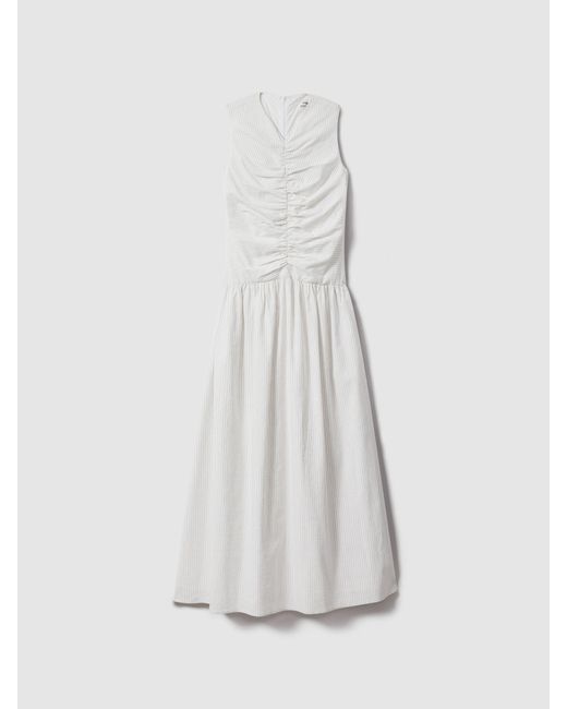 Anna Quan White Cotton Striped Maxi Dress