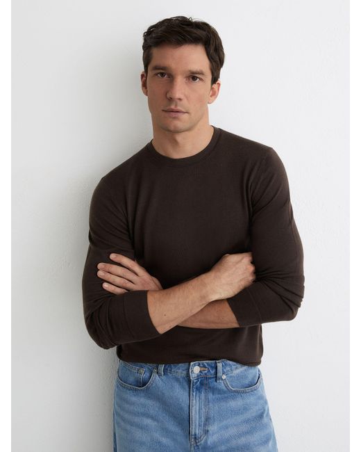 Reiss Black Wessex - Dark Brown Merino Wool Crew-neck Jumper, Xxl for men