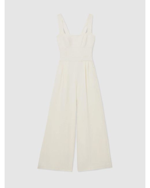 Reiss White Wide-Leg Cut-Out Jumpsuit