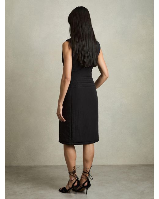 Reiss Mahlon - Black Quilted Zip-through Sleeveless Dress, Us 8