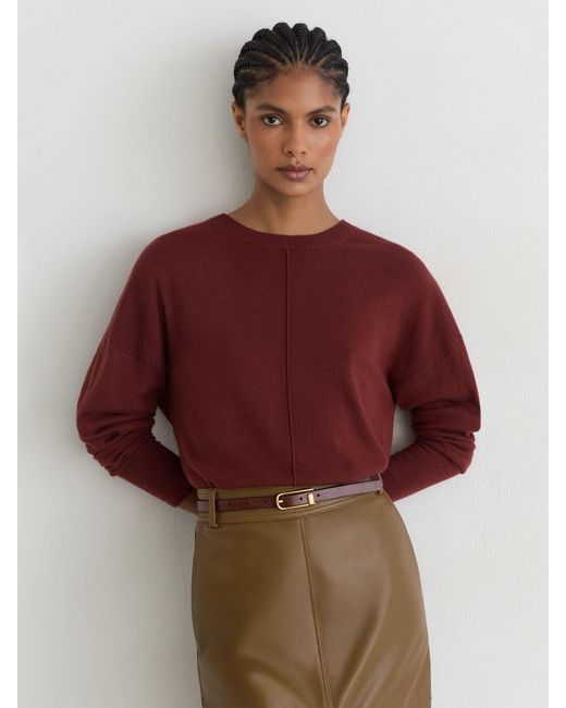 Reiss Red Wool-Blend Reverse-Seam Jumper With Cashmere