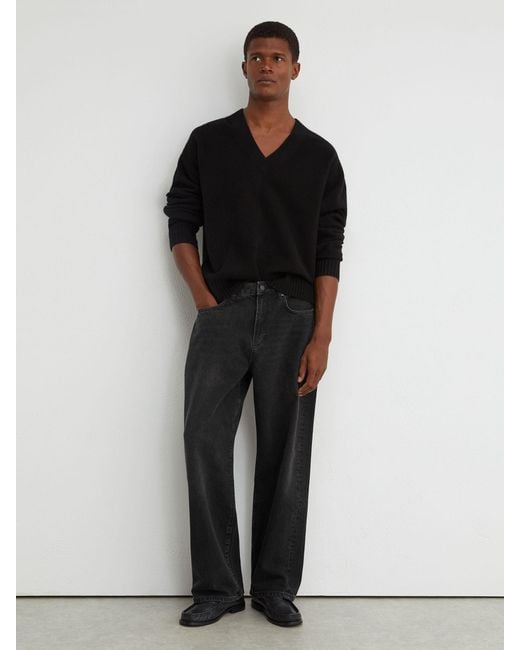 Reiss Black Loose-Fit Rigid-Denim Jeans for men