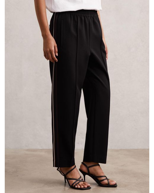 Reiss Black Side-Stripe Tapered Trousers