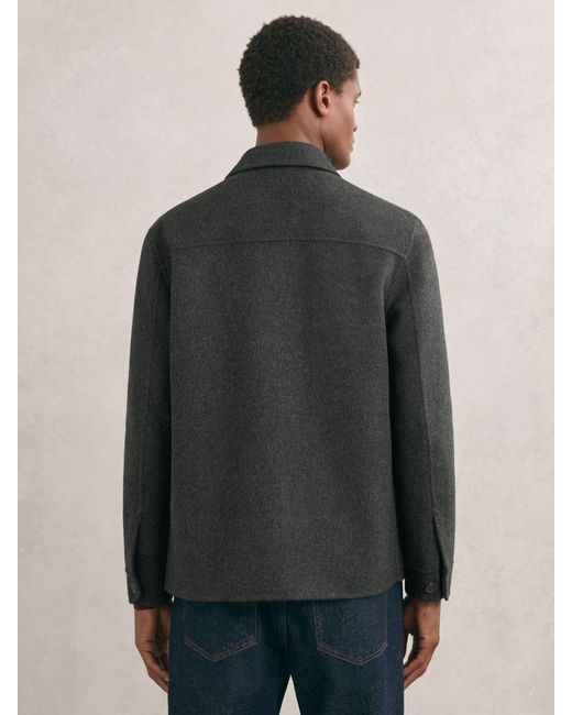 Reiss Black Wool-Blend Twin-Pocket Overshirt for men
