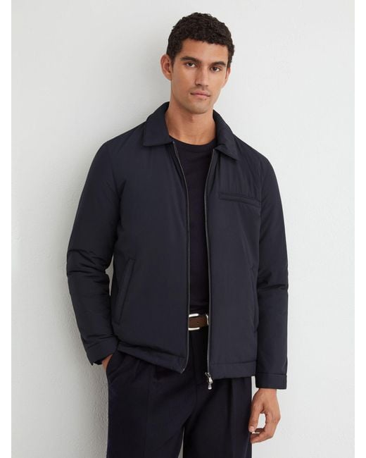 Reiss Blue Bernardi - Navy Technical Padded Zip-through Jacket, S for men
