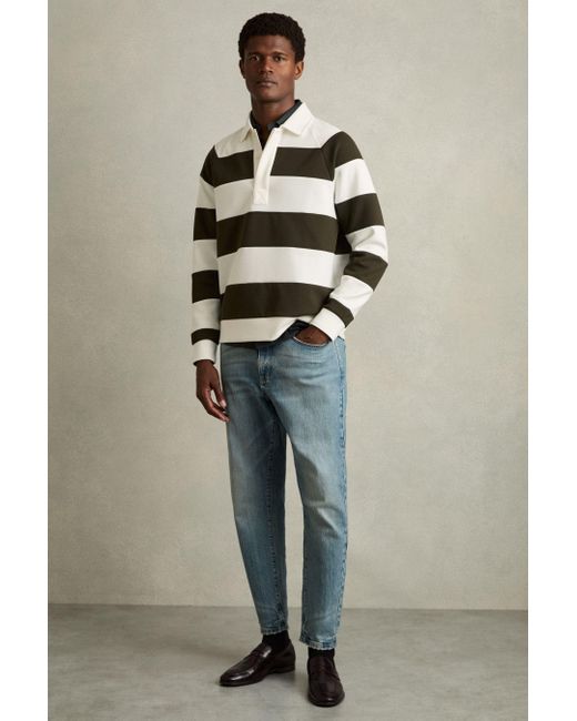 Reiss Natural Dark Rugby-Stripe Long-Sleeve T-Shirt for men