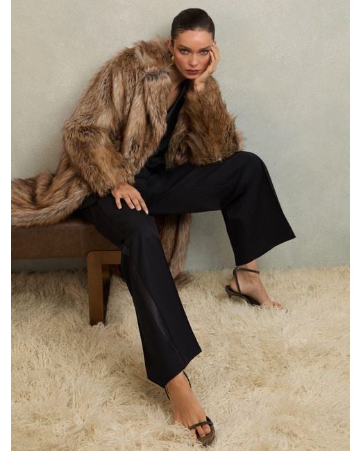 Reiss Brown Atelier Faux-Fur Long Coat