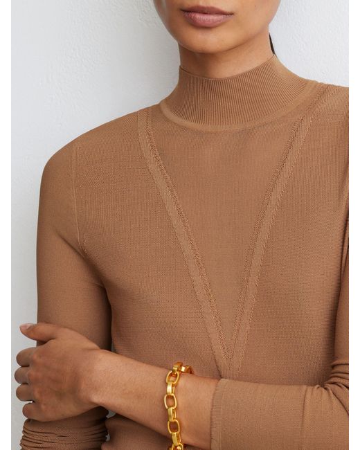 Reiss Gray Sheer-Detail Long-Sleeve Knitted Top