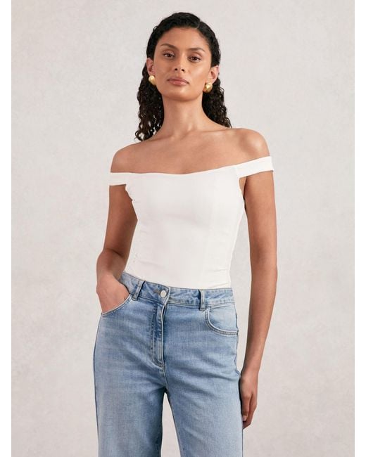 GOOD AMERICAN Blue Scuba Corset Bodysuit