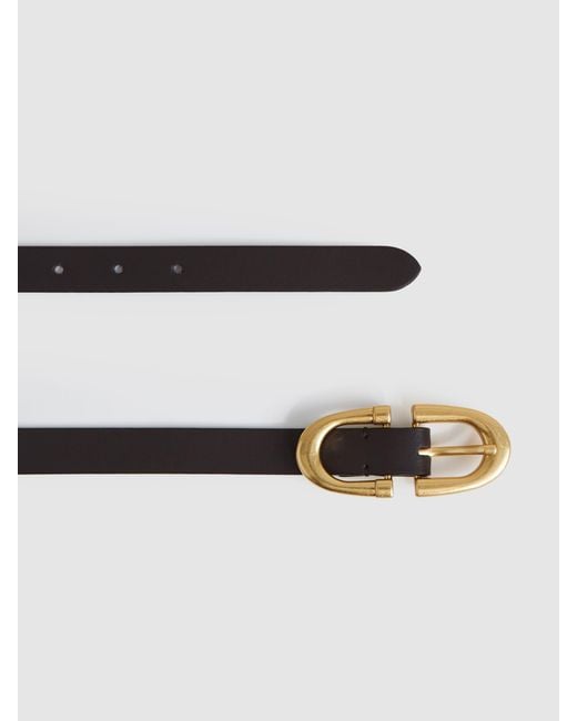 Reiss Gray Leather Horseshoe Buckle Belt