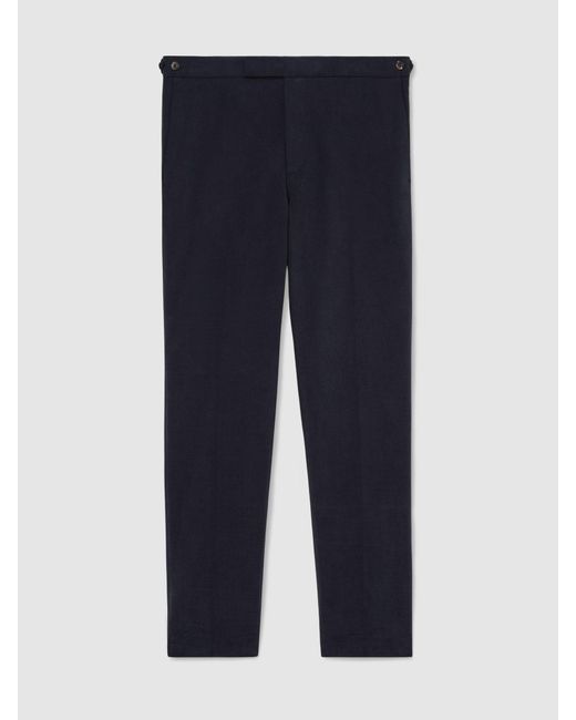 Reiss Blue Brushed Twill Tailored-Fit Trousers for men