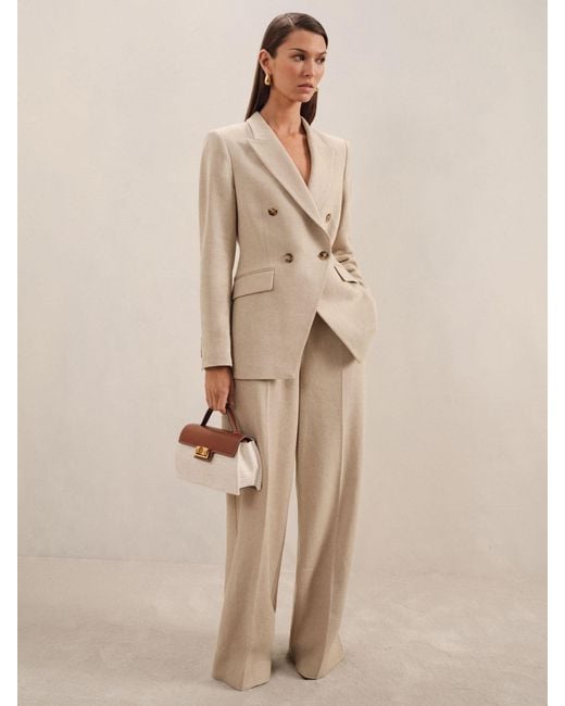 Reiss Natural Linen-Blend Wide-Leg Trousers