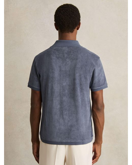 Reiss Blue Cotton Blend Towelling Shirt for men