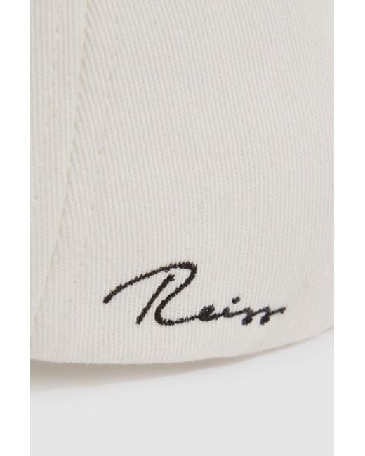 Reiss Felix - White Cotton Embroidered Baseball Cap for men