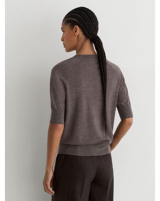 Reiss White Merino Wool Mock-Neck T-Shirt