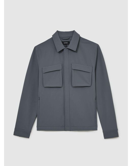 Reiss Gray Technical Twin-Pocket Overshirt for men