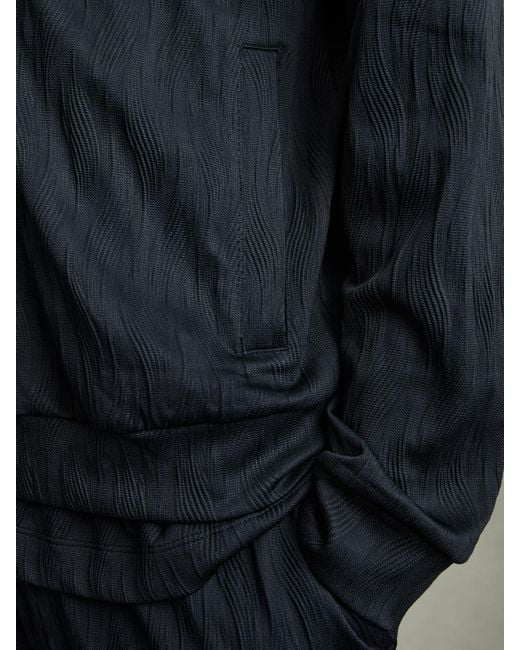 Reiss Blue Wave-Jacquard Zip-Through Jacket for men