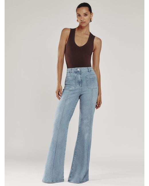 Reiss Blue Sakura Petite Patch-Pocket Flared Jeans