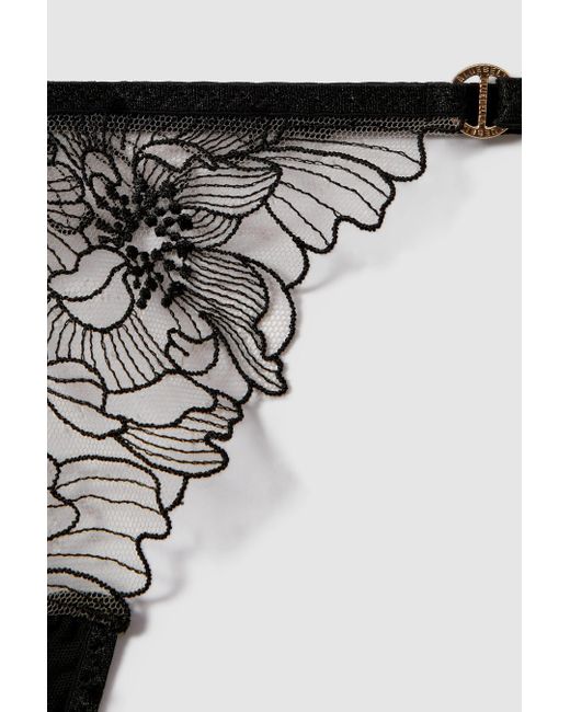 Bluebella Black Sheer Mesh Embroidered Thong